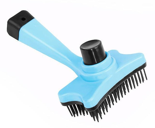 KFX-1644989 Automatic Pet Hair Removal Comb - Plastic Tool for Efficient Grooming and De-Shedding, 12.5 cm Height, 8 cm Width, 2 cm Needle Length, 9 cm Handle Length