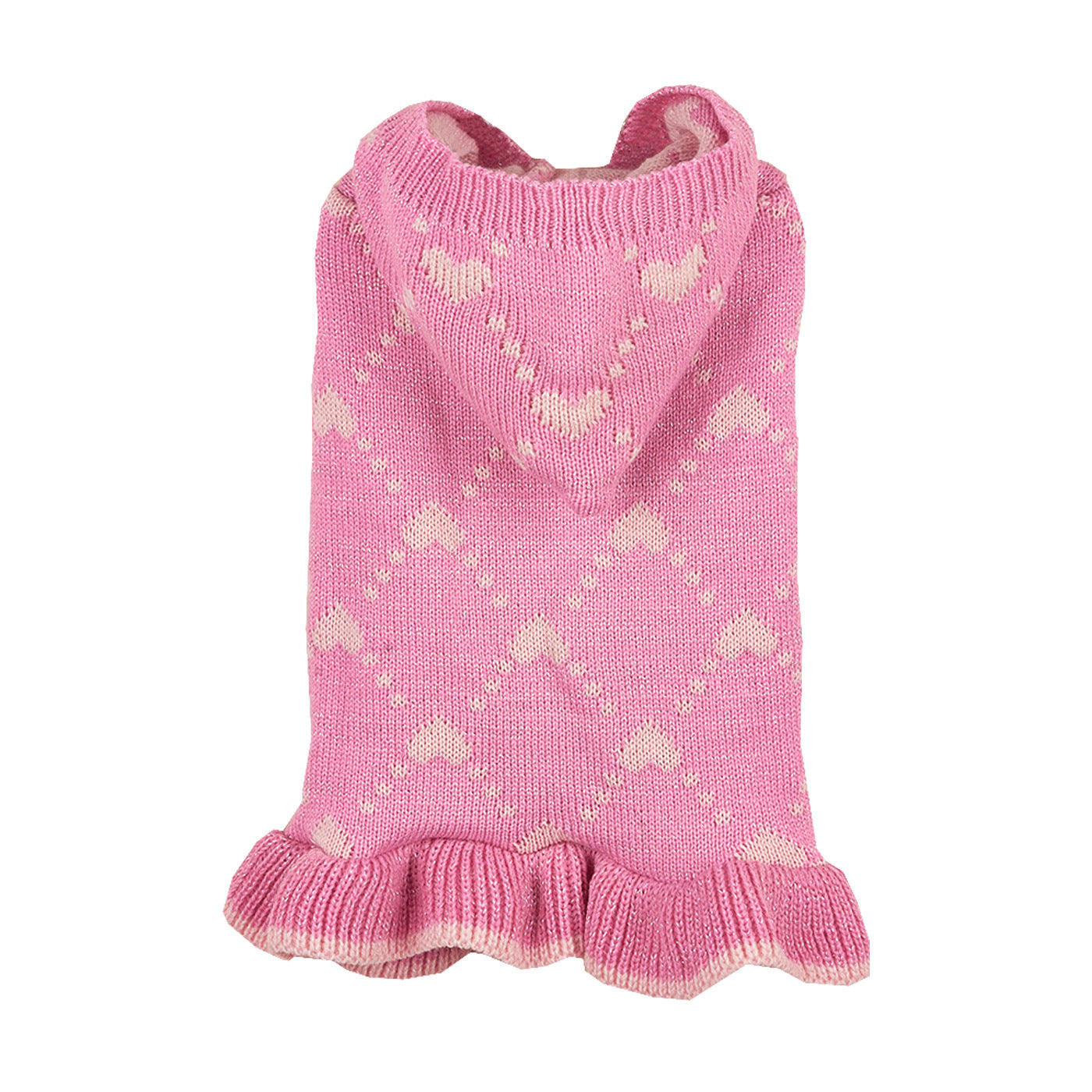 KFX-1647165 Cute Winter Knit Small Dog Sweater Hoodie with Heart Design