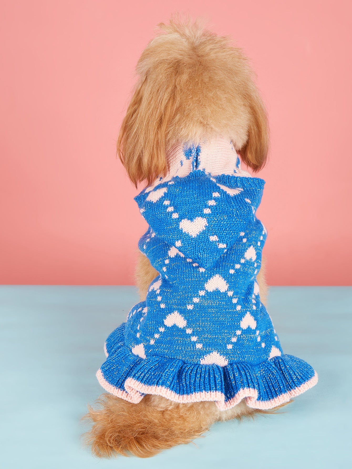 KFX-1647165 Cute Winter Knit Small Dog Sweater Hoodie with Heart Design