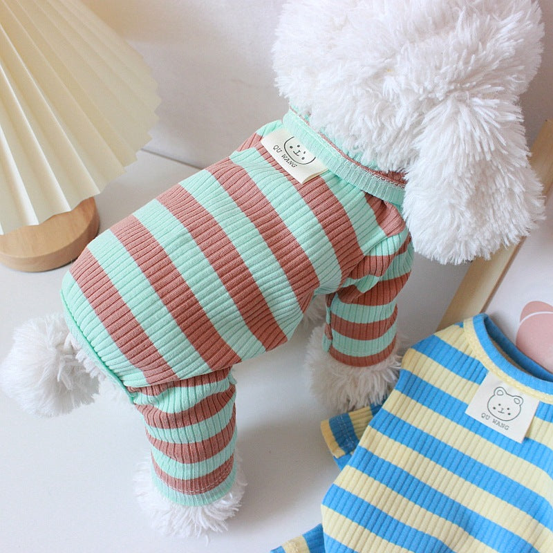 KFX-1647549 Thin Cotton Four-Legged Pet Clothes for Spring and Summer in Stripes