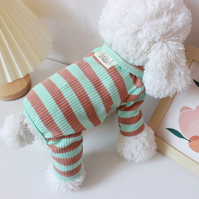 KFX-1647549 Thin Cotton Four-Legged Pet Clothes for Spring and Summer in Stripes