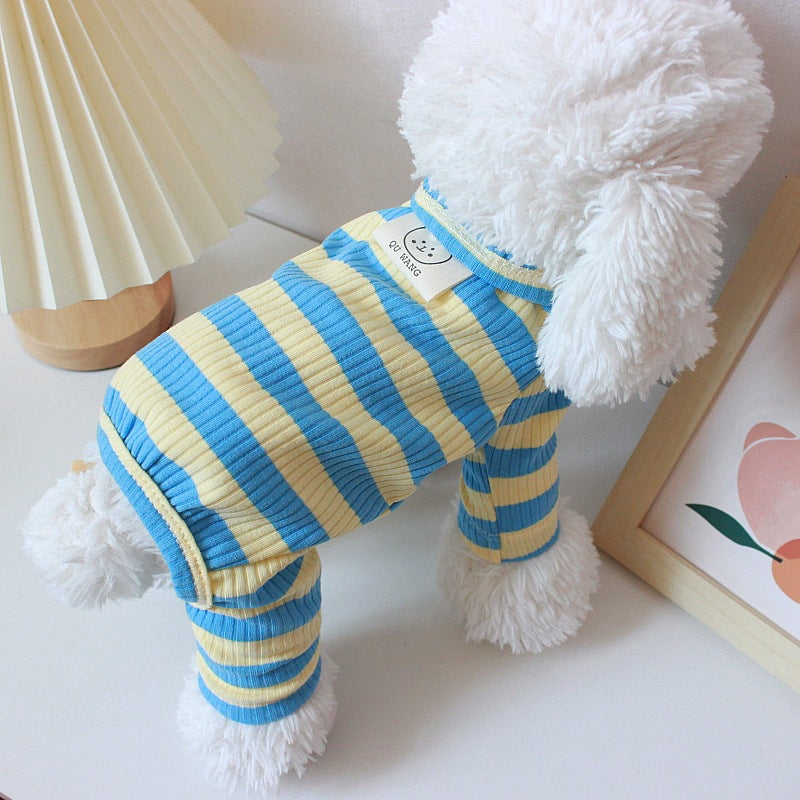 KFX-1647549 Thin Cotton Four-Legged Pet Clothes for Spring and Summer in Stripes