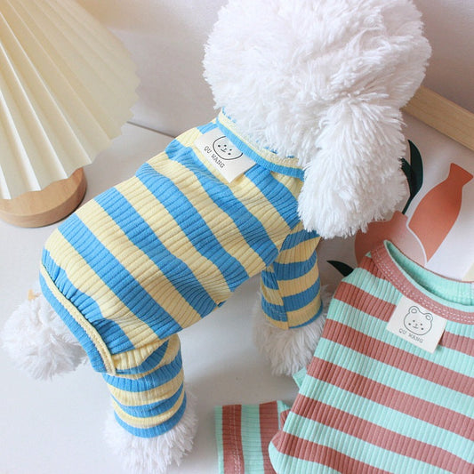 KFX-1647549 Thin Cotton Four-Legged Pet Clothes for Spring and Summer in Stripes