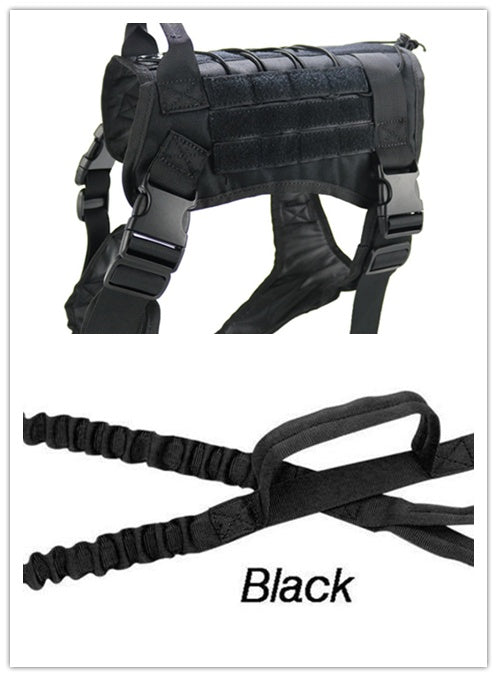 KFX-1648445 Tactical Dog Vest for Large Breeds, Waterproof K9 Chest Strap in Black and Military Colors