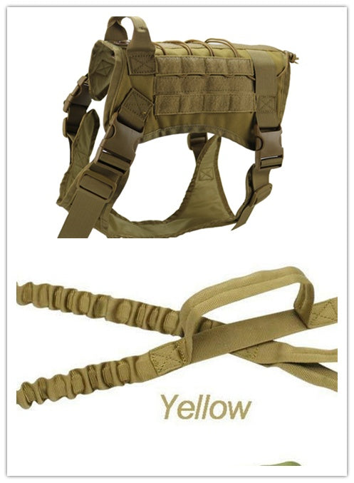 KFX-1648445 Tactical Dog Vest for Large Breeds, Waterproof K9 Chest Strap in Black and Military Colors