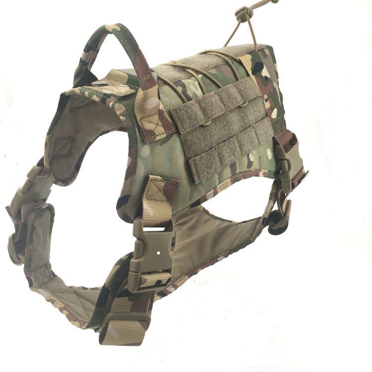 KFX-1648445 Tactical Dog Vest for Large Breeds, Waterproof K9 Chest Strap in Black and Military Colors