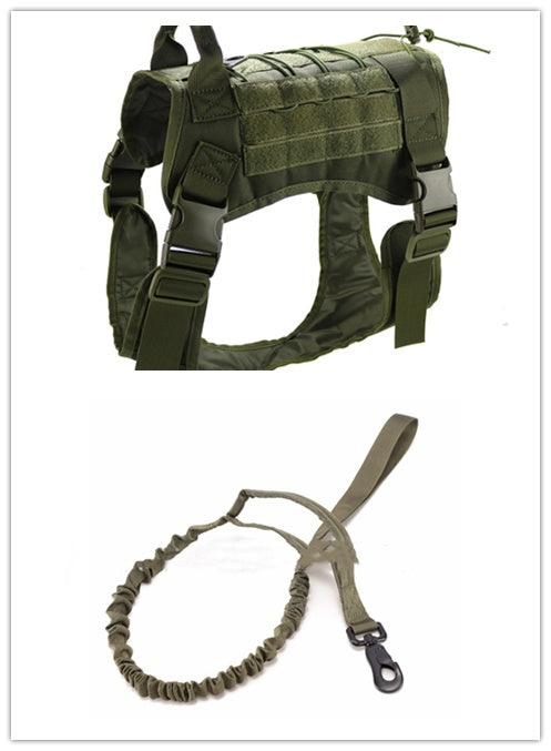 KFX-1648445 Tactical Dog Vest for Large Breeds, Waterproof K9 Chest Strap in Black and Military Colors