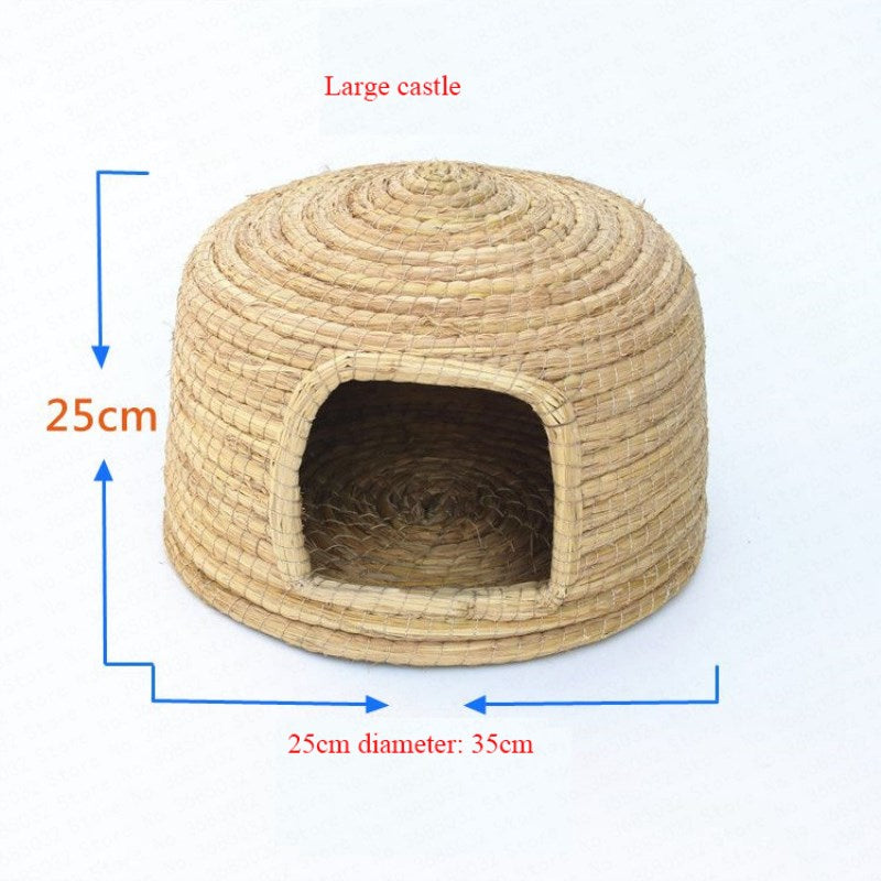 KFX-1649341 Cozy Iron Wire Straw Pet Grass Nest for Comfortable Living