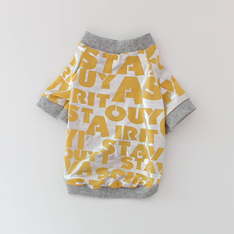 KFX-1649725 Dog Tide Spring Summer T-shirt for Pets – Polyester, Rose Red & Yellow, Sizes S-XL