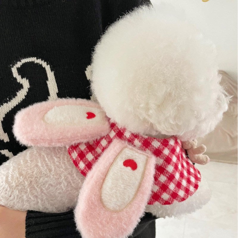 KFX-1651133 Plaid Cotton Polyester Cape Cloak for Dogs and Cats - Universal Pet Scarf with Saliva Towel Feature