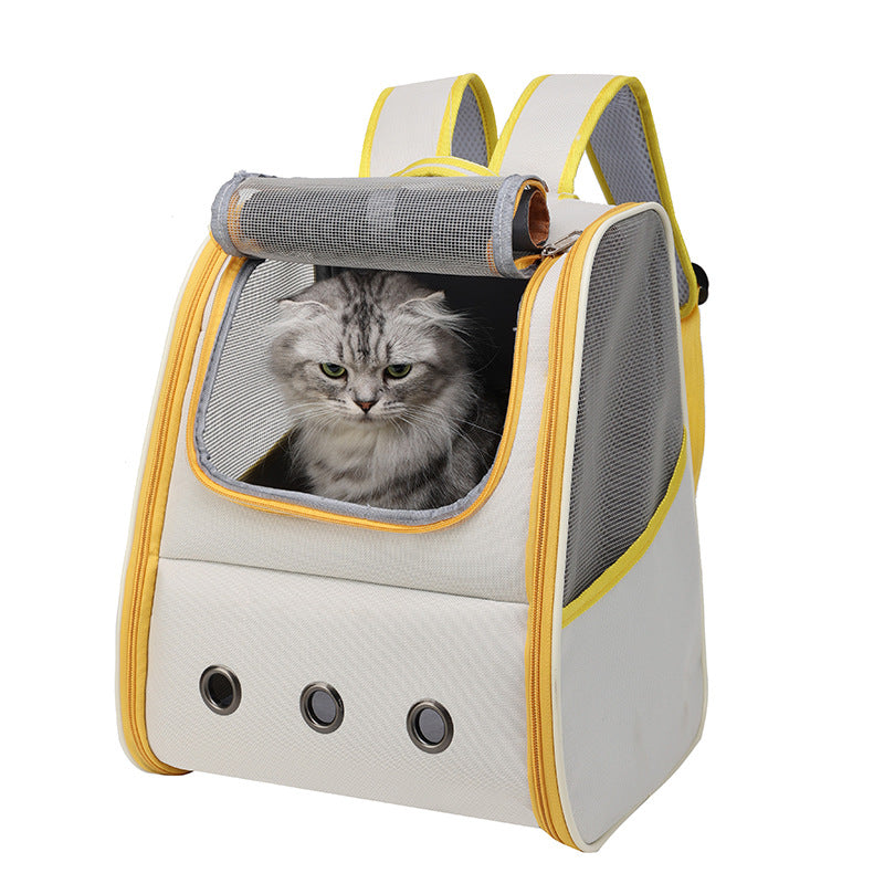 KFX-1651389 Foldable Breathable Cat Backpack for Pets Up to 13kg - Solid Color Options Available