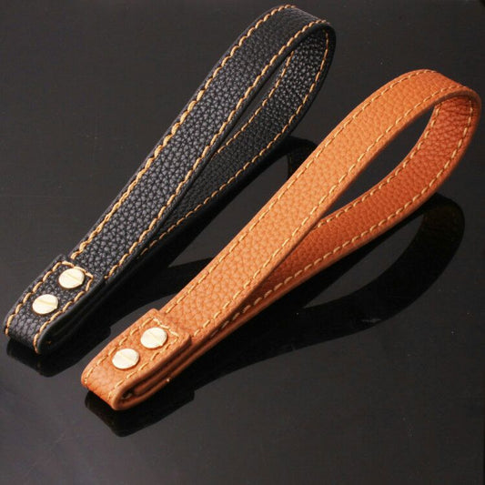 KFX-1654717 Gold Stainless Steel Full Welded NK Chain Leather Traction Leash - Brown & Black Options Available