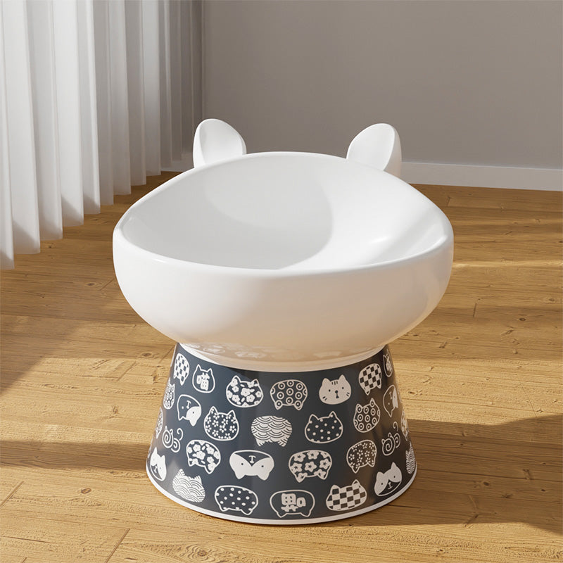 KFX-1655101 Ceramic Anti-Overturning Double Bowl for Pets, 300ml Capacity, Easy to Clean