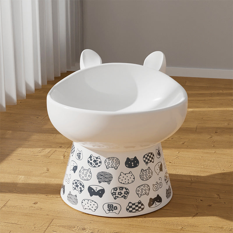 KFX-1655101 Ceramic Anti-Overturning Double Bowl for Pets, 300ml Capacity, Easy to Clean