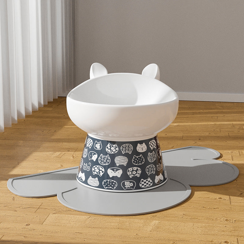 KFX-1655101 Ceramic Anti-Overturning Double Bowl for Pets, 300ml Capacity, Easy to Clean