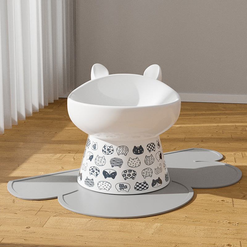 KFX-1655101 Ceramic Anti-Overturning Double Bowl for Pets, 300ml Capacity, Easy to Clean