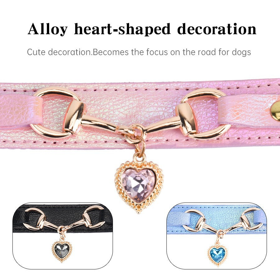 KFX-1656893 Rhinestone PU Leather Dog Collar for Small Breeds in Pink, Black, and Blue