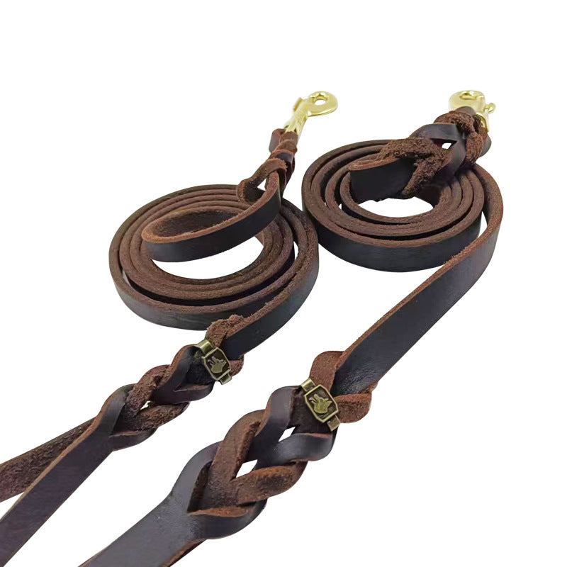 KFX-1657533 Handmade Leather Dog Leash for German Shepherds - Medium & Large Size, Durable Rope Design