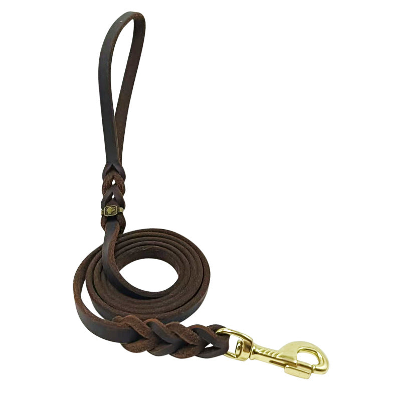 KFX-1657533 Handmade Leather Dog Leash for German Shepherds - Medium & Large Size, Durable Rope Design