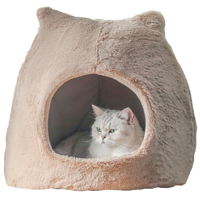 KFX-1658941 Cozy Cat Nest for Autumn and Winter – Removable, Washable, Semi-Closed Design with Cat Ears, Universal for All Seasons