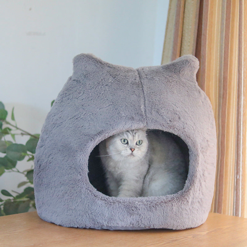 KFX-1658941 Cozy Cat Nest for Autumn and Winter – Removable, Washable, Semi-Closed Design with Cat Ears, Universal for All Seasons