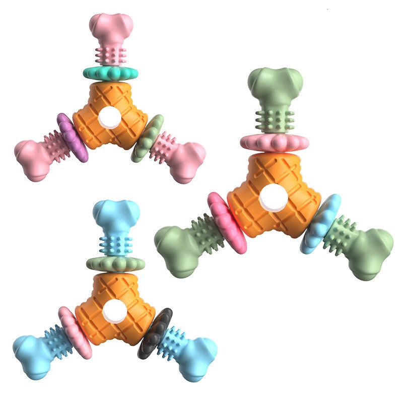 KFX-1661501 Durable TPR Triangle Dog Toy for Biting and Grinding - Multiple Colors Available