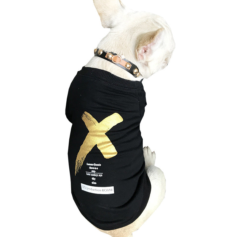KFX-1663037 Casual Cotton T-Shirt for Adult Dogs and Cats in Black and White