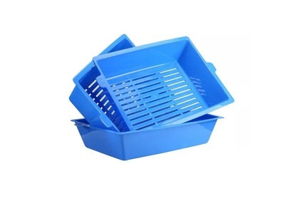 KFX-1664445 Three-Layer Cat Litter Box for Cats Up to 10 kg - PP Material, 44cm x 32cm x 10cm, Compatible with Bentonite Litter