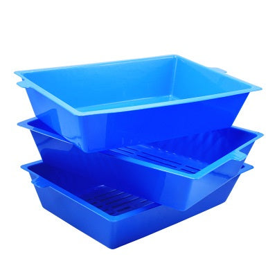 KFX-1664445 Three-Layer Cat Litter Box for Cats Up to 10 kg - PP Material, 44cm x 32cm x 10cm, Compatible with Bentonite Litter