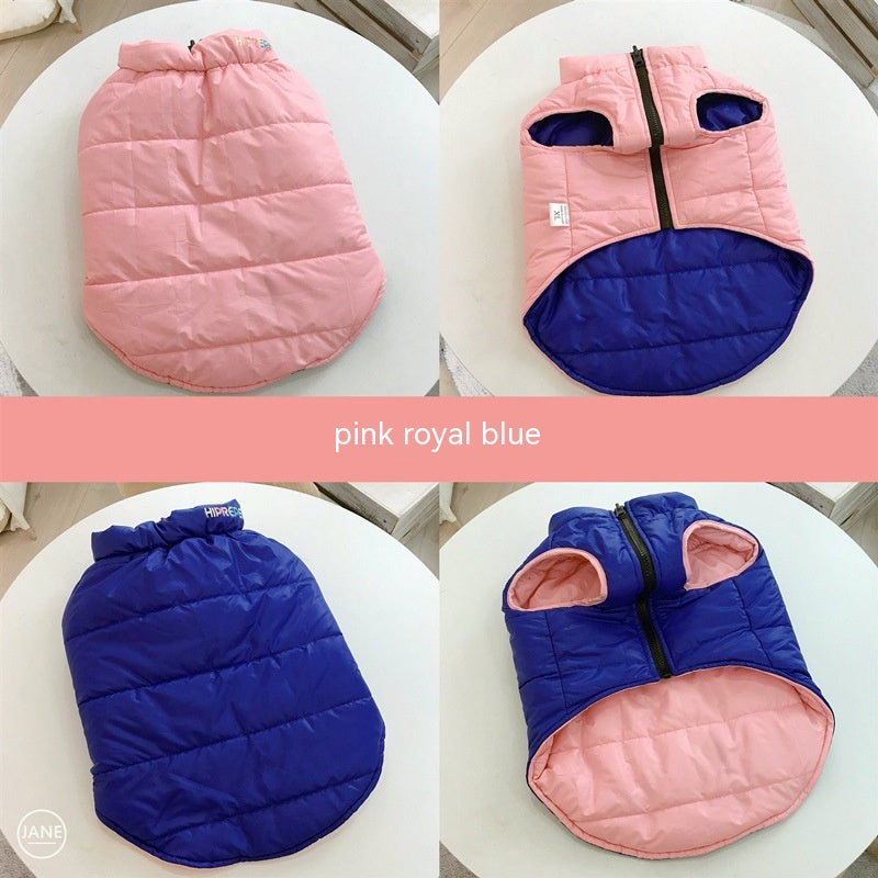 KFX-1665213 Pet Double-Sided Cotton Vest for Autumn and Winter - Available in Blue and Yellow, Sizes S to XXXL