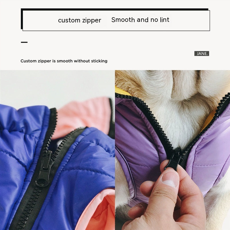 KFX-1665213 Pet Double-Sided Cotton Vest for Autumn and Winter - Available in Blue and Yellow, Sizes S to XXXL