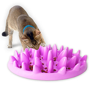 KFX-1667901 Interactive Non-Slip Cat and Dog Slow Feeder Bowl - Anti-Choking Puzzle Design in Green and Purple