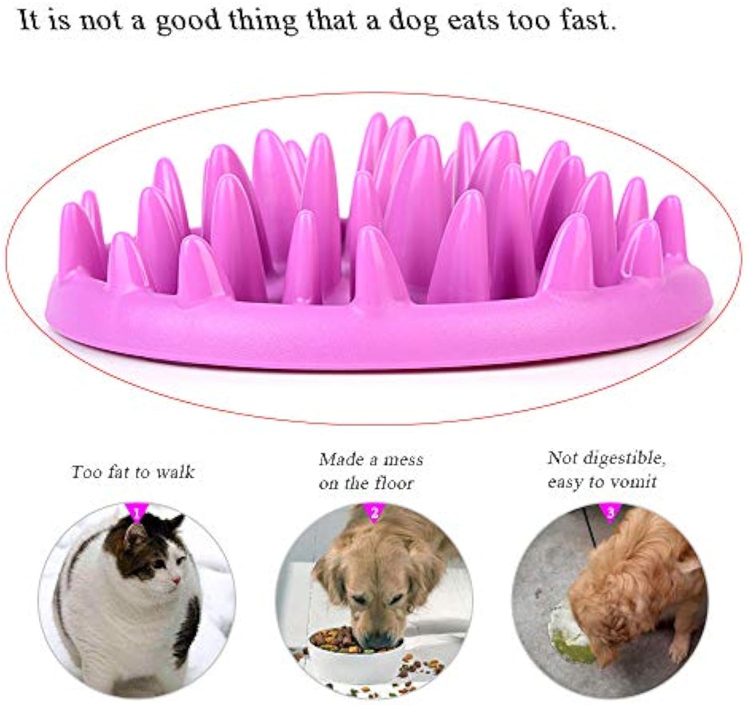 KFX-1667901 Interactive Non-Slip Cat and Dog Slow Feeder Bowl - Anti-Choking Puzzle Design in Green and Purple