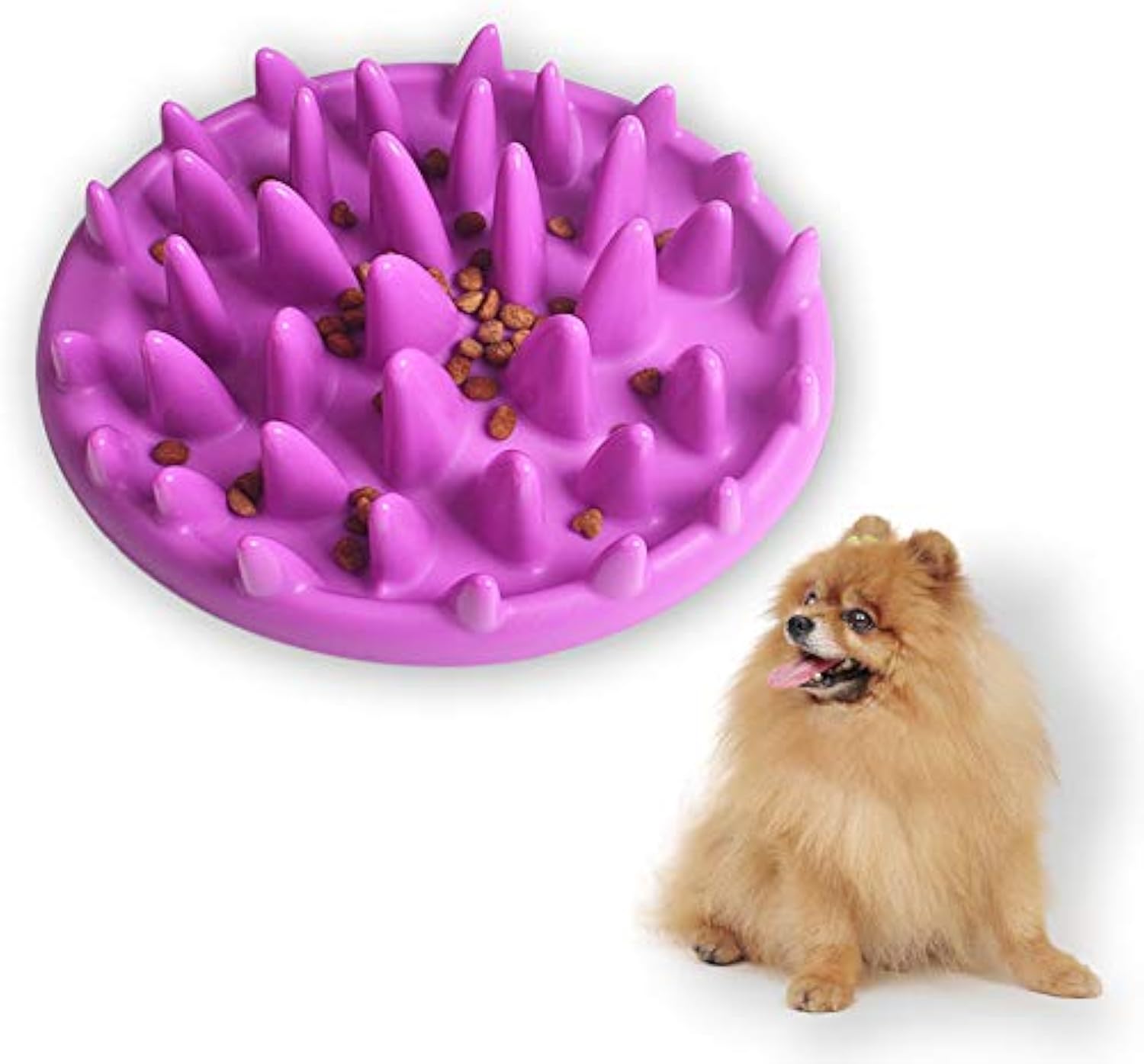 KFX-1667901 Interactive Non-Slip Cat and Dog Slow Feeder Bowl - Anti-Choking Puzzle Design in Green and Purple