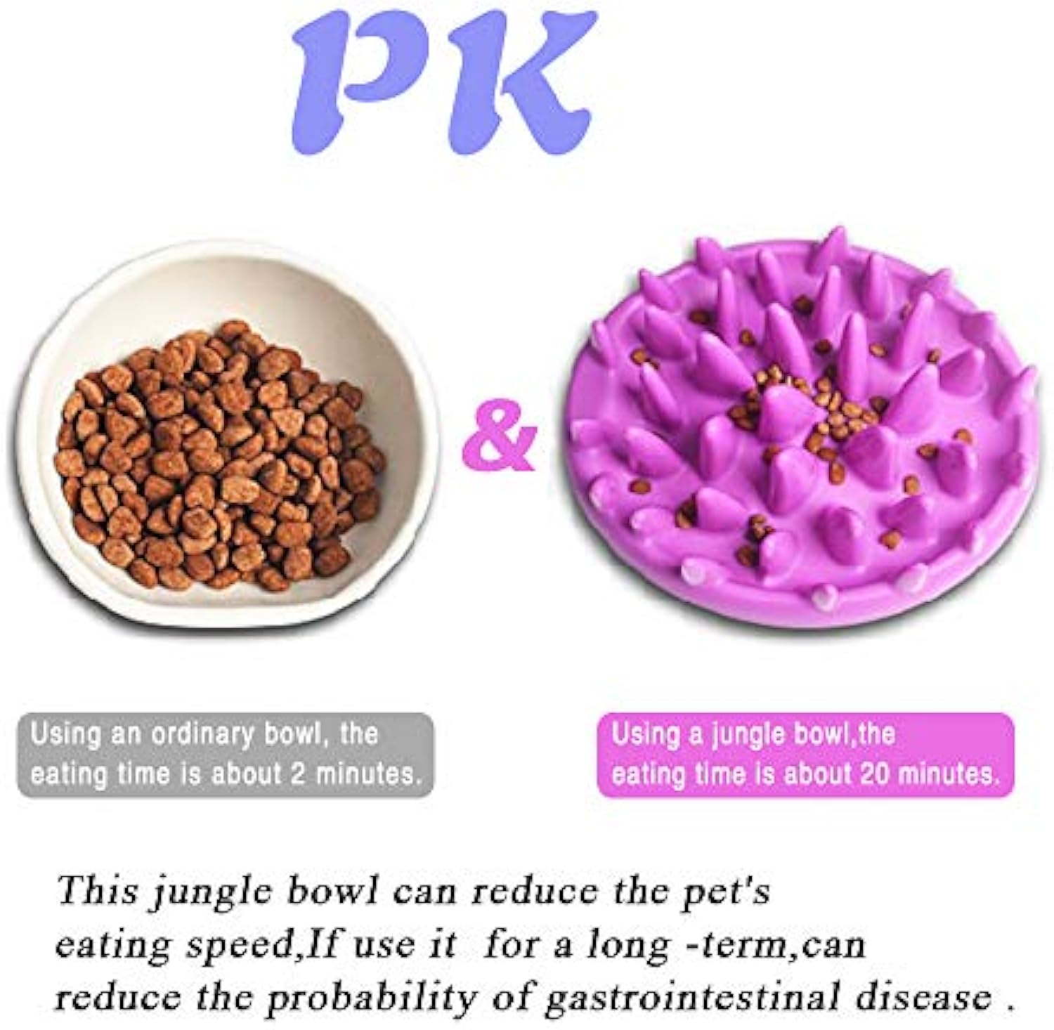 KFX-1667901 Interactive Non-Slip Cat and Dog Slow Feeder Bowl - Anti-Choking Puzzle Design in Green and Purple
