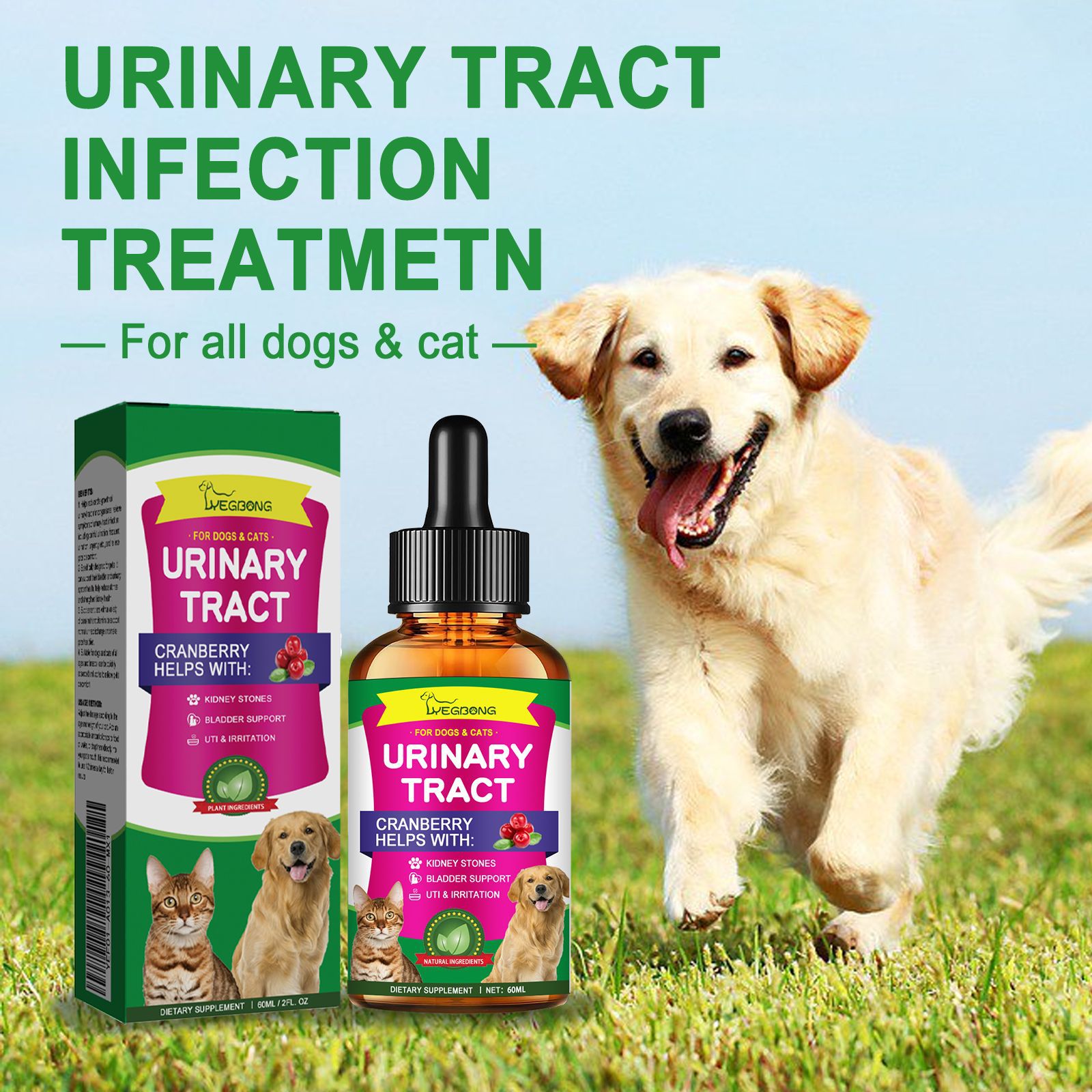 KFX-1668285 Pet Pain Relief Drops - 60ml Formula with Natural Extracts for Discomfort Relief