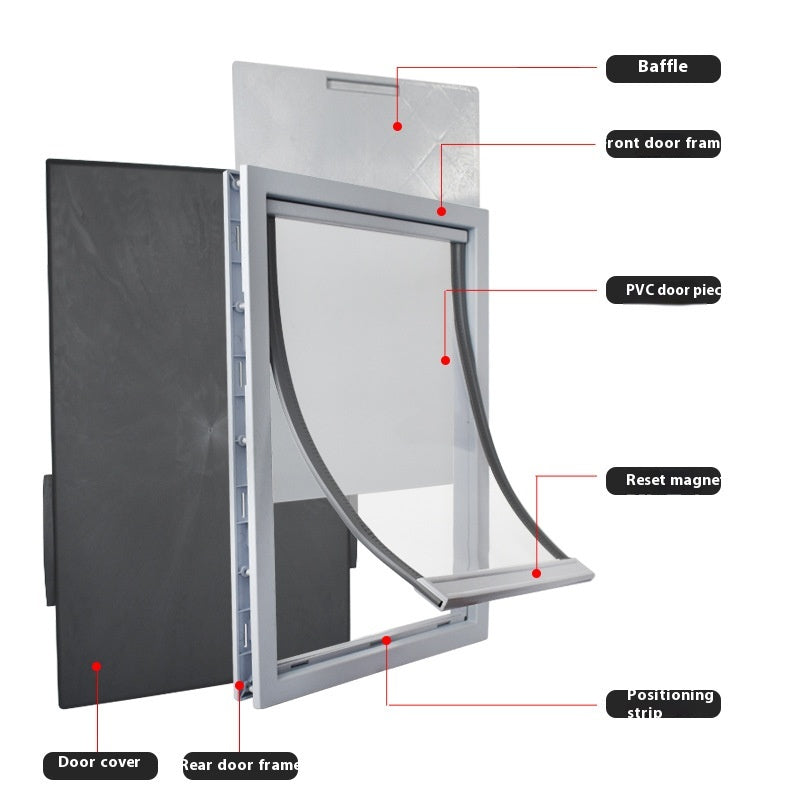 KFX-1671869 Large PVC Pet Dog Door with Waterproof Cover for Easy Access