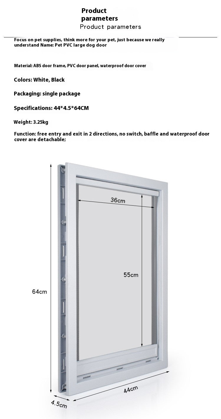 KFX-1671869 Large PVC Pet Dog Door with Waterproof Cover for Easy Access