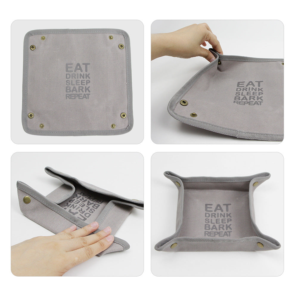 KFX-1672381 Portable Foldable Canvas Pet Food Bowl - Easy to Clean in Multiple Colors