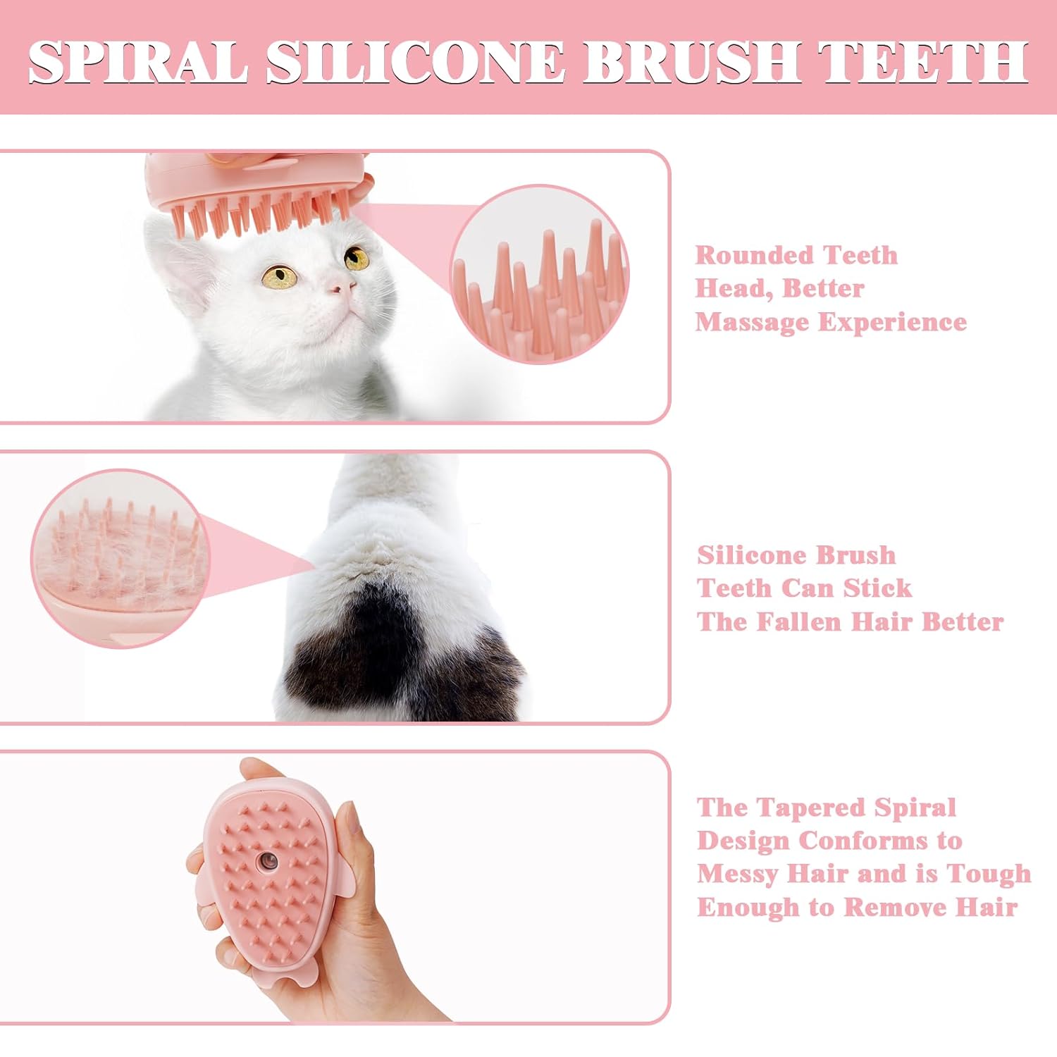 KFX-1673661 3-in-1 Rechargeable Steamy Cat Brush with Self-Cleaning Feature - Pet Hair Removal and Massage Tool for Cats and Dogs