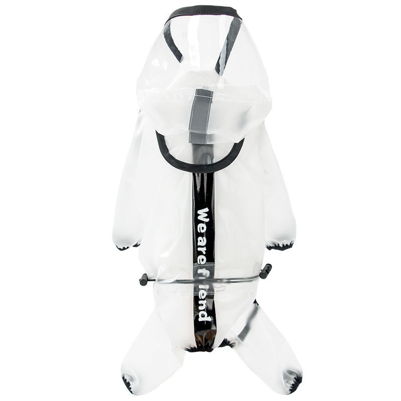 KFX-1673789 Waterproof Four-Legged Dog Raincoat in Frosted White - Sizes XS to 7XL