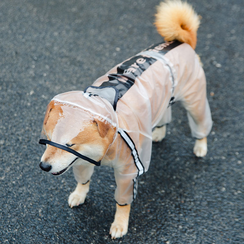 KFX-1673789 Waterproof Four-Legged Dog Raincoat in Frosted White - Sizes XS to 7XL