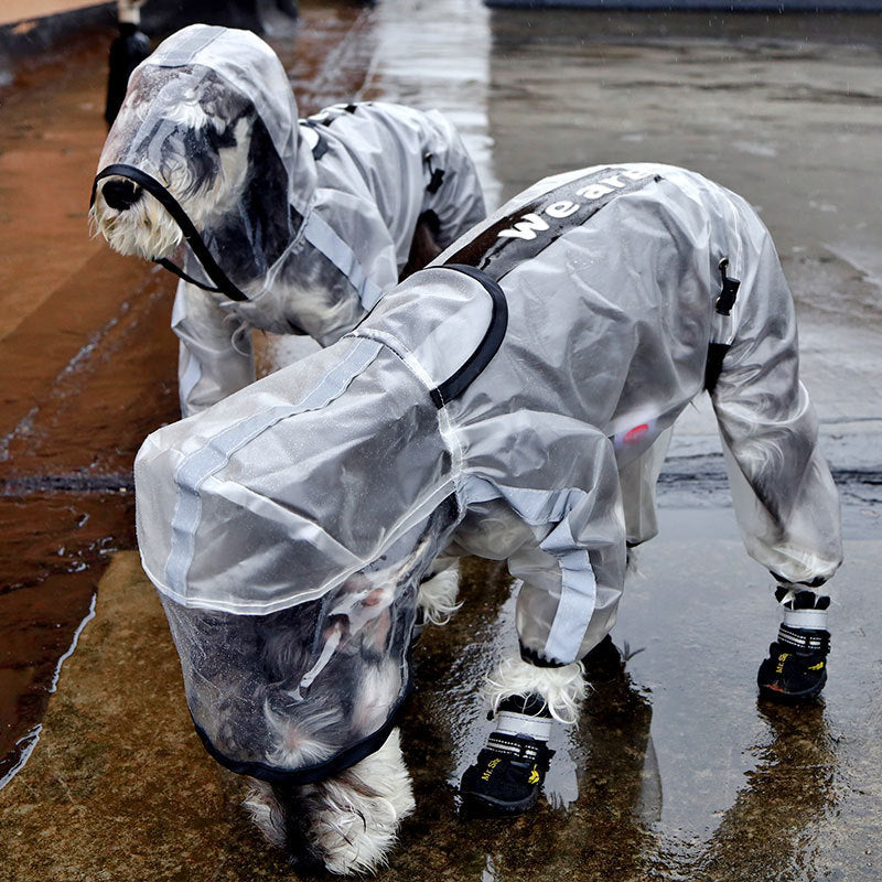 KFX-1673789 Waterproof Four-Legged Dog Raincoat in Frosted White - Sizes XS to 7XL