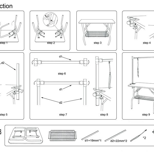 KFX-1674045 Foldable 36-Inch Pet Grooming Table with Adjustable Arm and Storage Basket