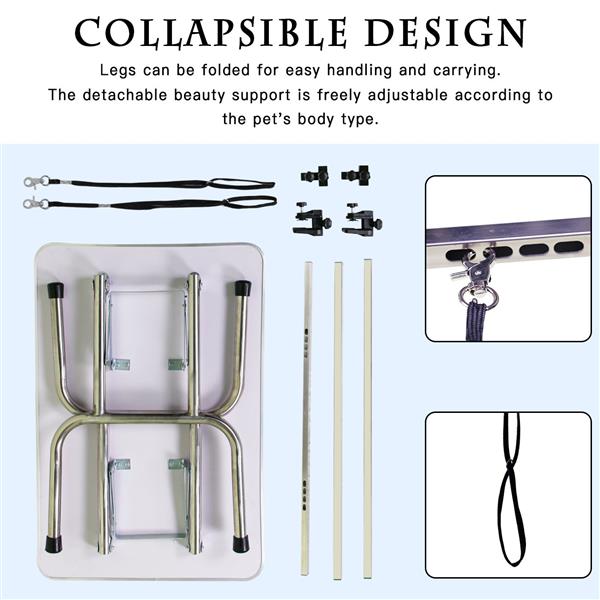 KFX-1674045 Foldable 36-Inch Pet Grooming Table with Adjustable Arm and Storage Basket