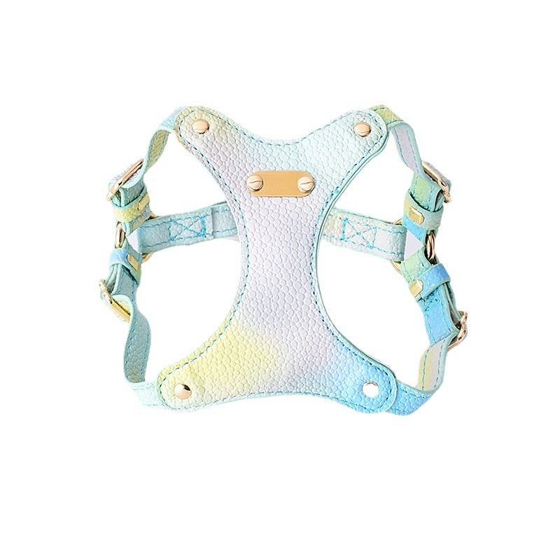 KFX-1675453 Colorful Leather Cat Harness with Pulling Rope - Available in Various Colors and Sizes