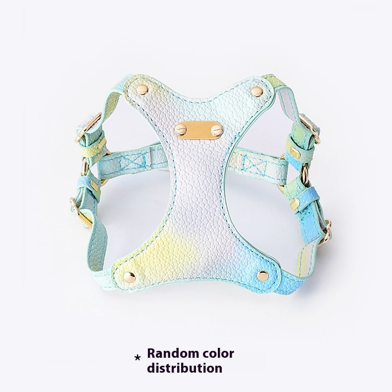 KFX-1675453 Colorful Leather Cat Harness with Pulling Rope - Available in Various Colors and Sizes