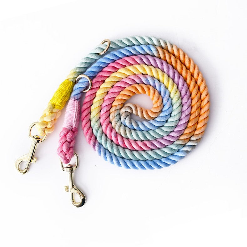 KFX-1675965 Dual Head Dog Leash, Hand-Dyed Woven Cotton, 2.3M, Suitable for Dogs 1.5~50kg