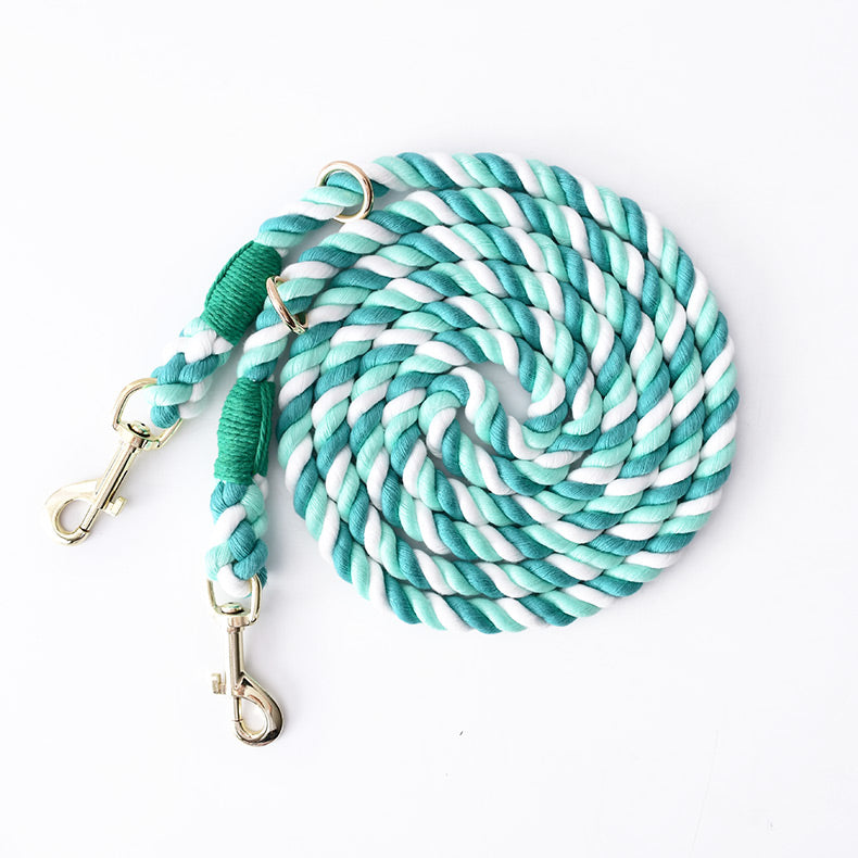 KFX-1675965 Dual Head Dog Leash, Hand-Dyed Woven Cotton, 2.3M, Suitable for Dogs 1.5~50kg