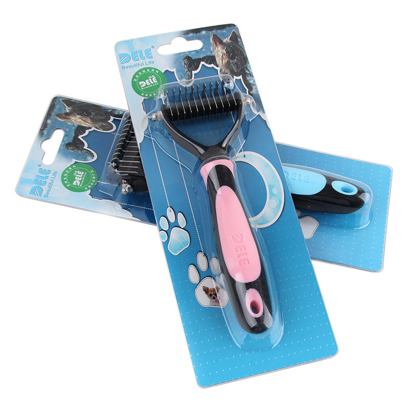 KFX-1677757 Steel Needle Round Head Massage Comb with Anti-Slip Brush Handle for Pet Grooming